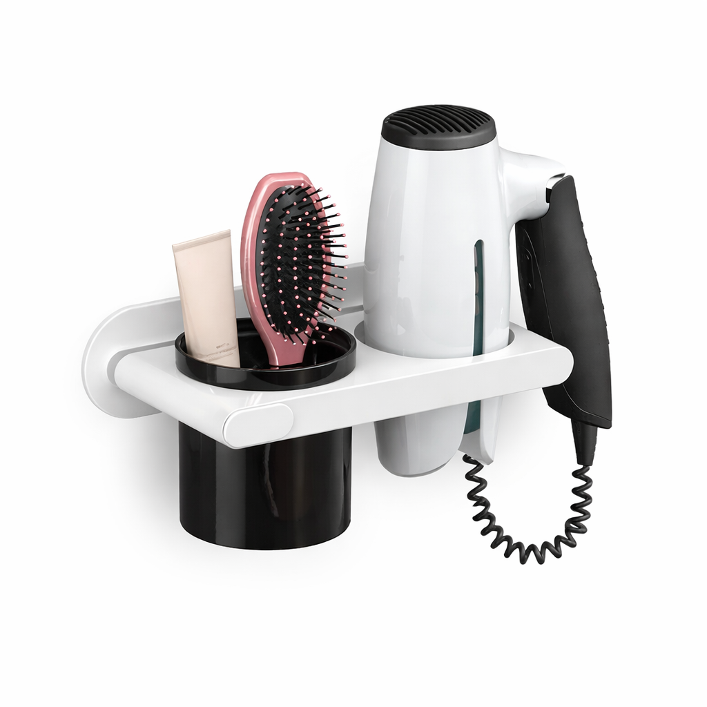 Supporto Adesivo a Parete da Bagno per Phon e Spazzola