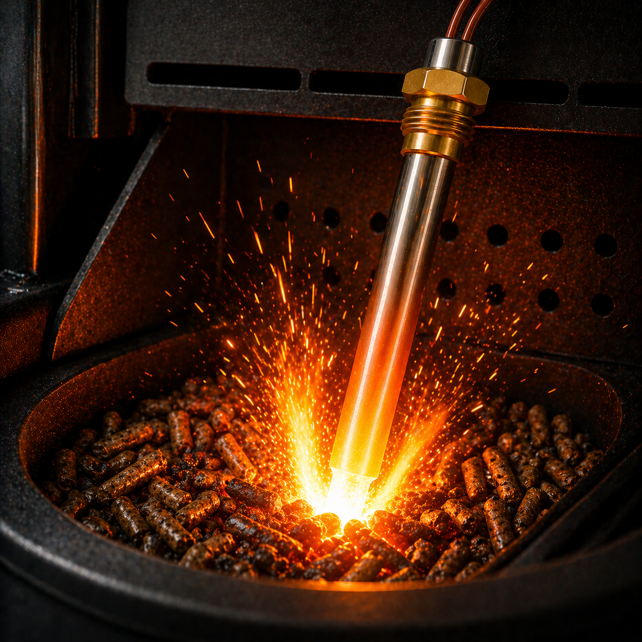 Candeletta Accensione Stufa a Pellet 300W Ø 9,9 mm, Lunghezza 150 mm e Sottobattuta 140 mm