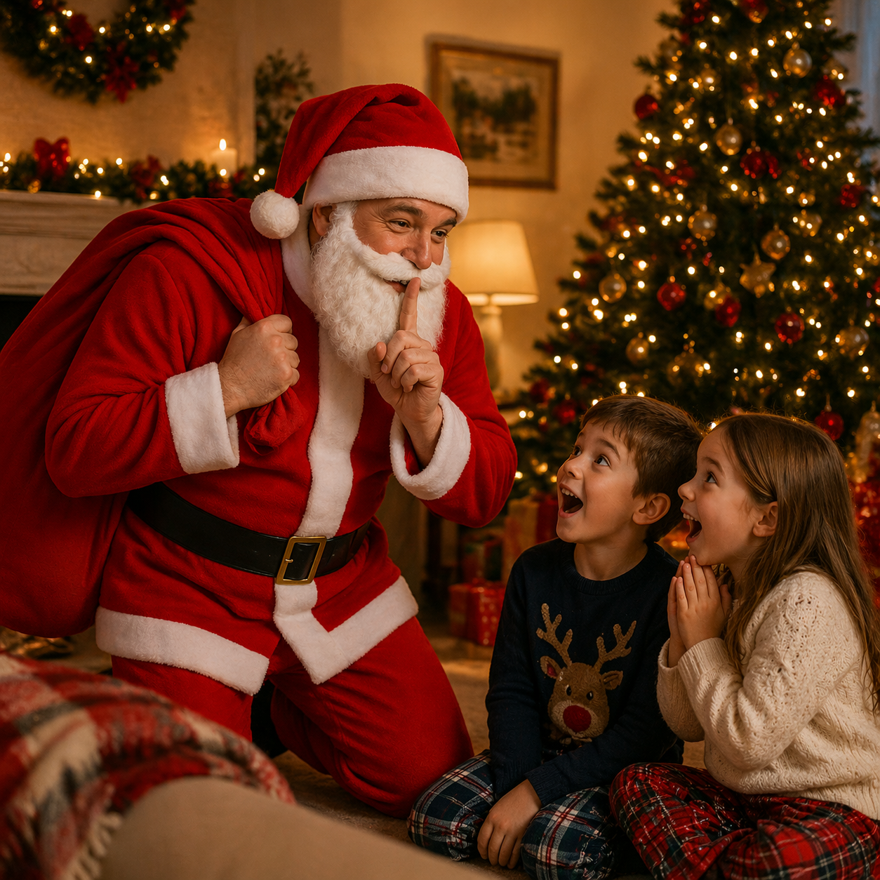 Costume Babbo Natale Uomo Completo con Giacca, Pantalone, Cappello, Cintura e Barba