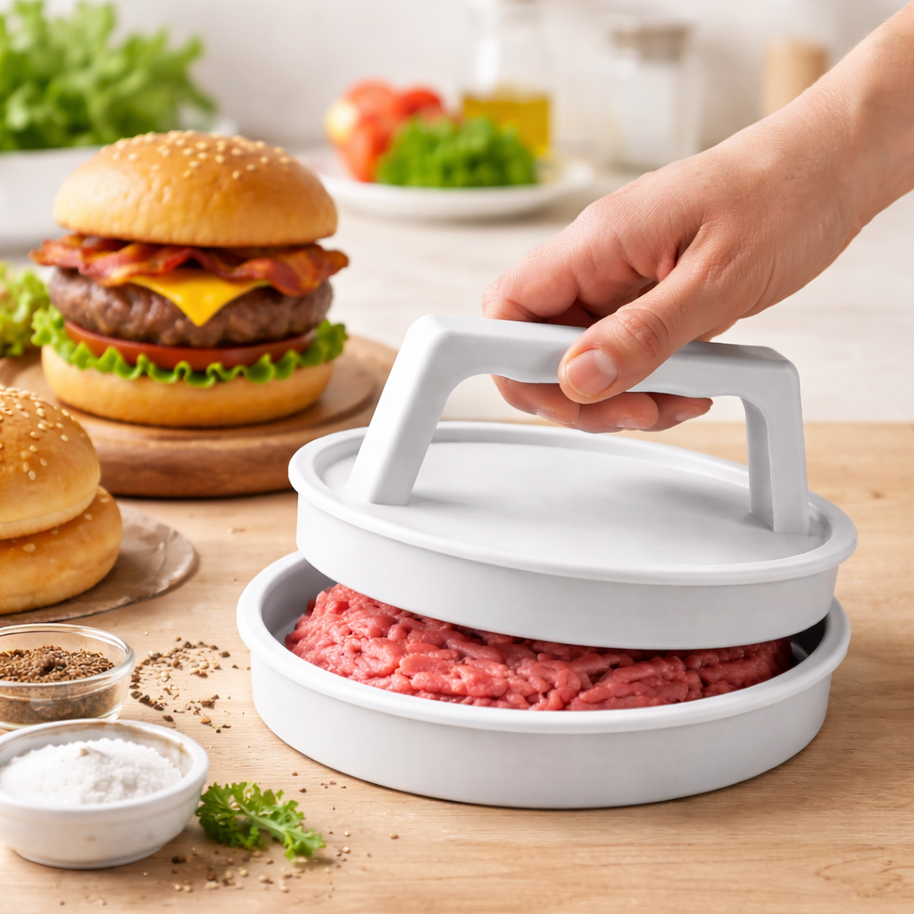 Stampo Manuale per Hamburger in Plastica Antiaderente