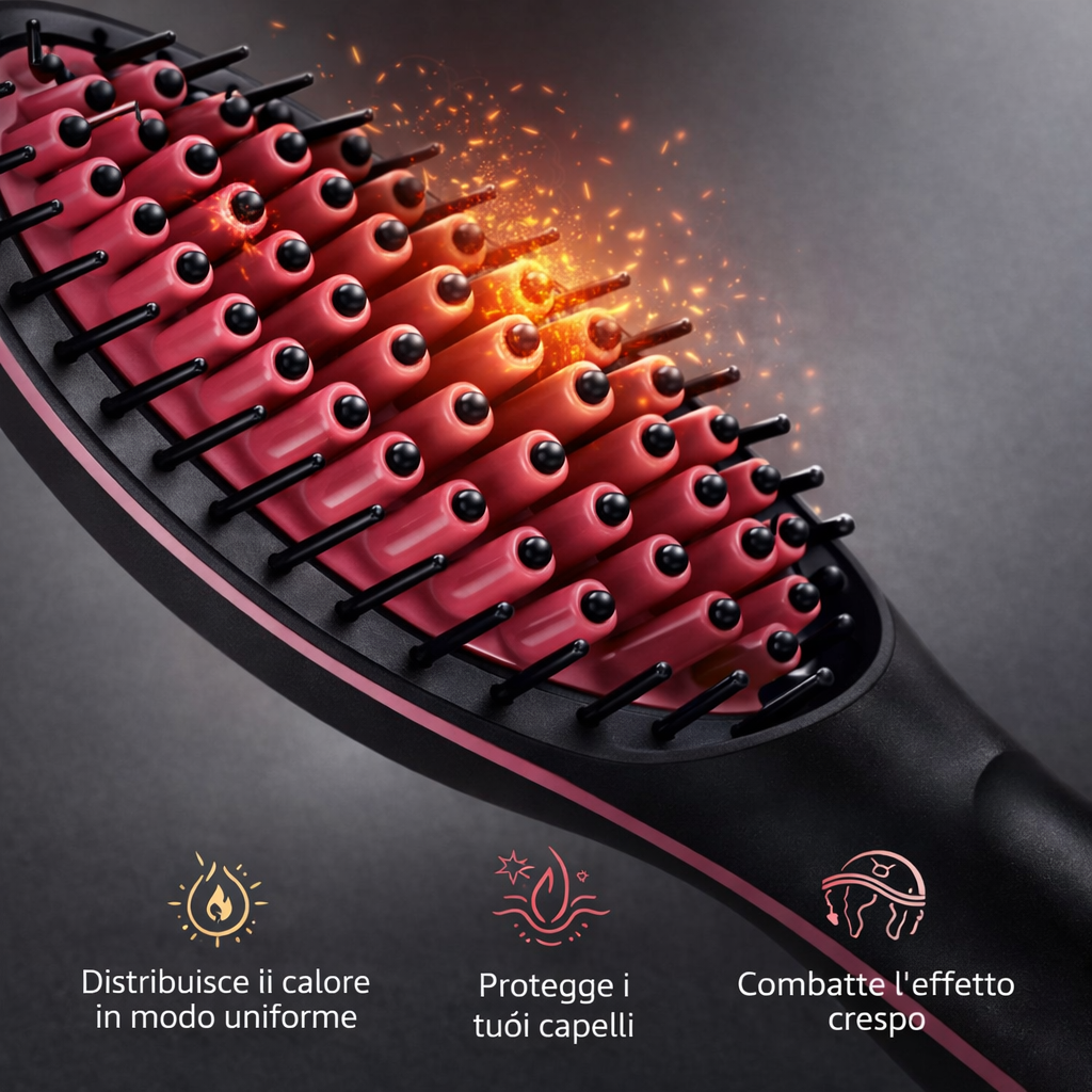 Spazzola Elettrica Lisciante per Capelli con Setole in Ceramica