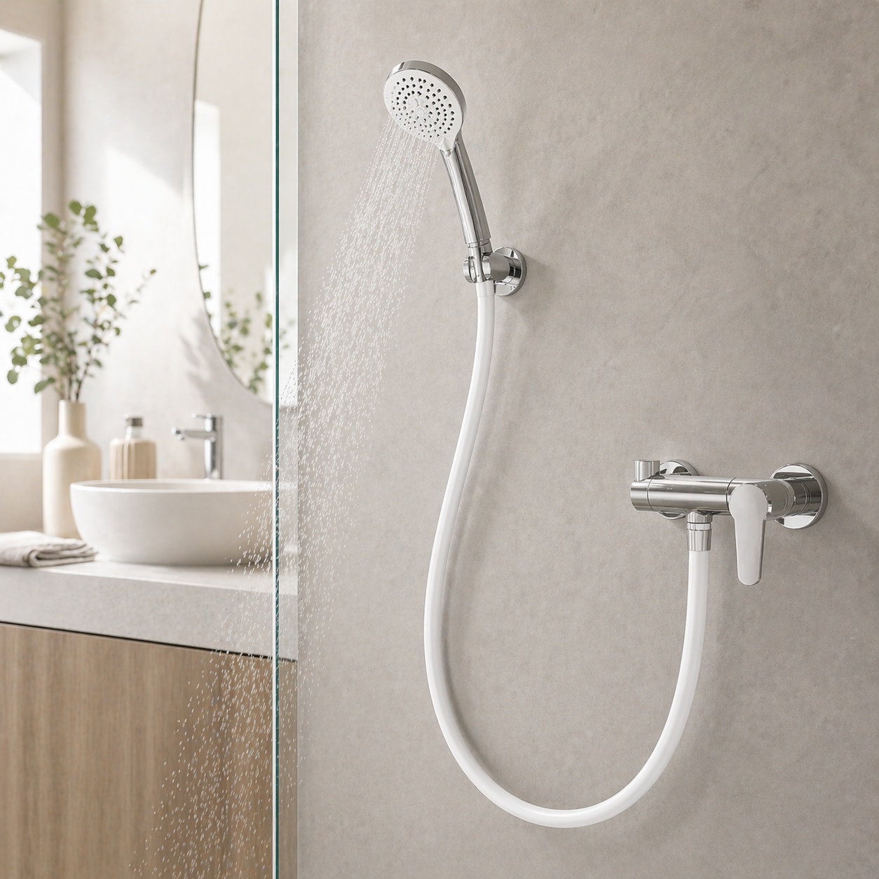 Tubo Doccia 150 cm Universale Bianco con Attacco G1/2” Flessibile Antitorsione e Resistente