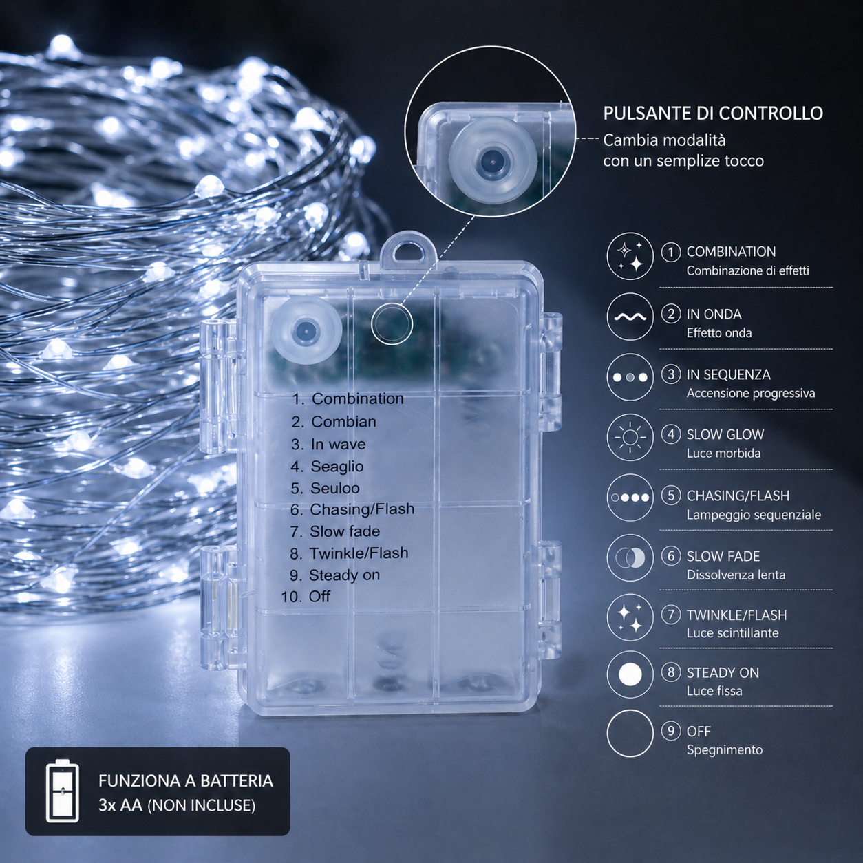 50 Luci LED su Filo Flessibile