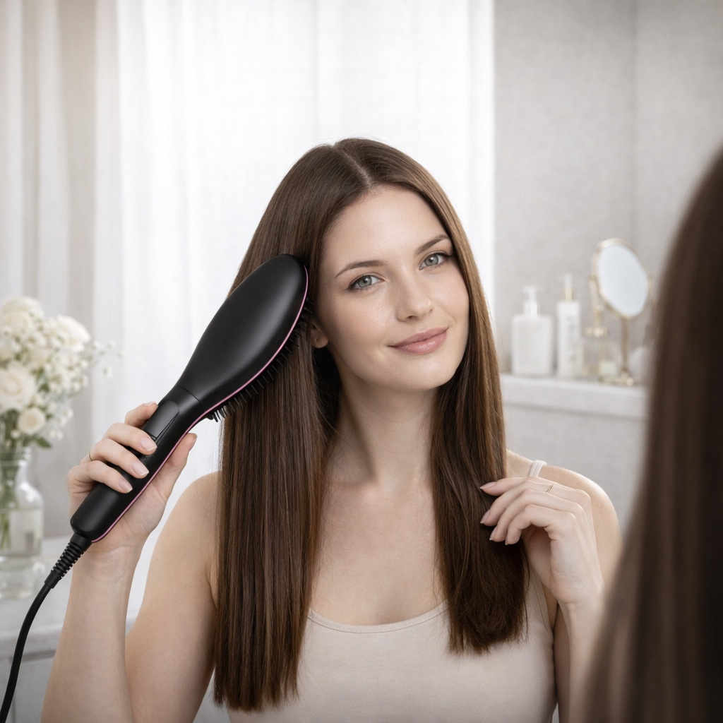 Spazzola Elettrica Lisciante per Capelli con Setole in Ceramica
