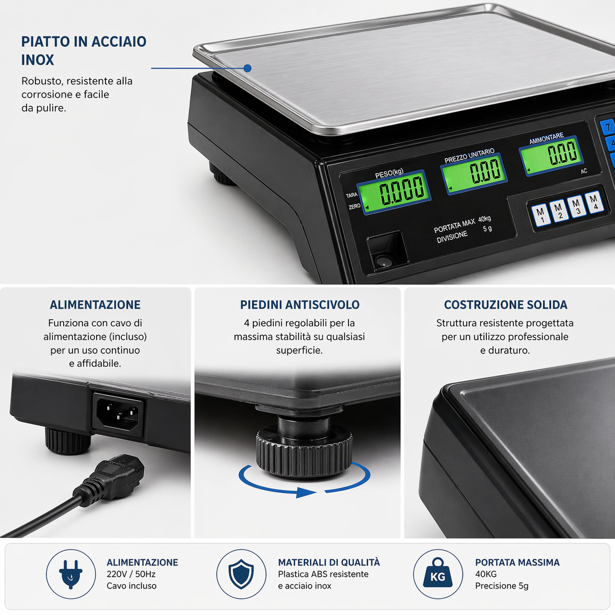 Bilancia Elettronica Digitale 40kg con Display LCD ad Alta Precisione