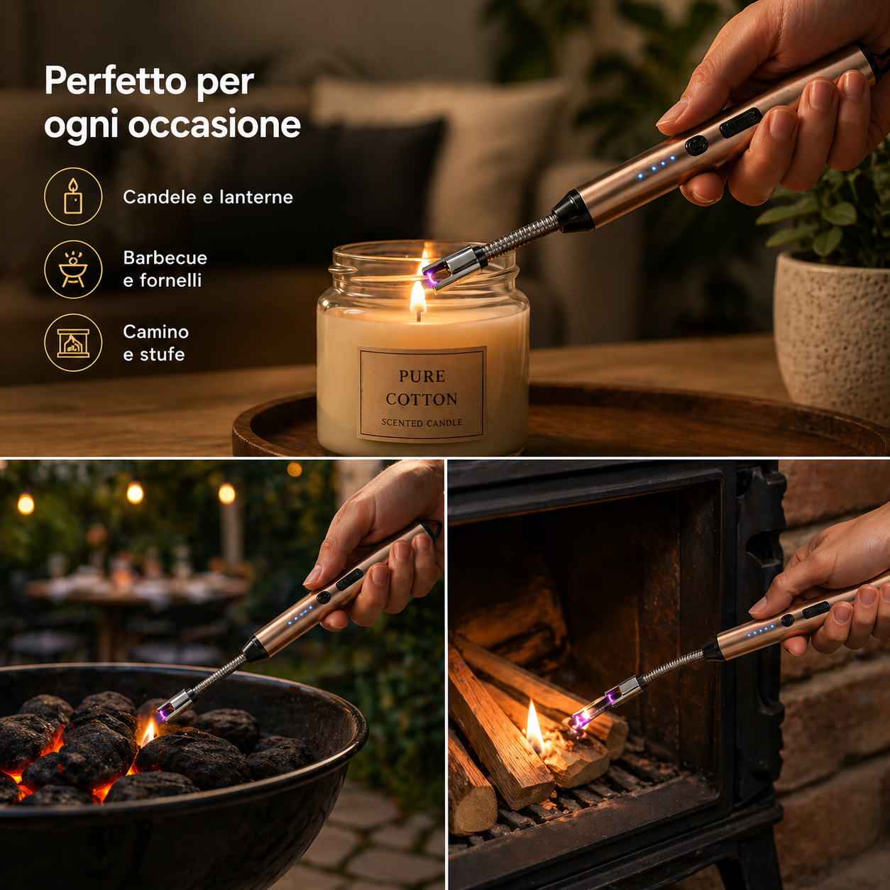 Accendino Elettrico ad Arco USB Ricaricabile