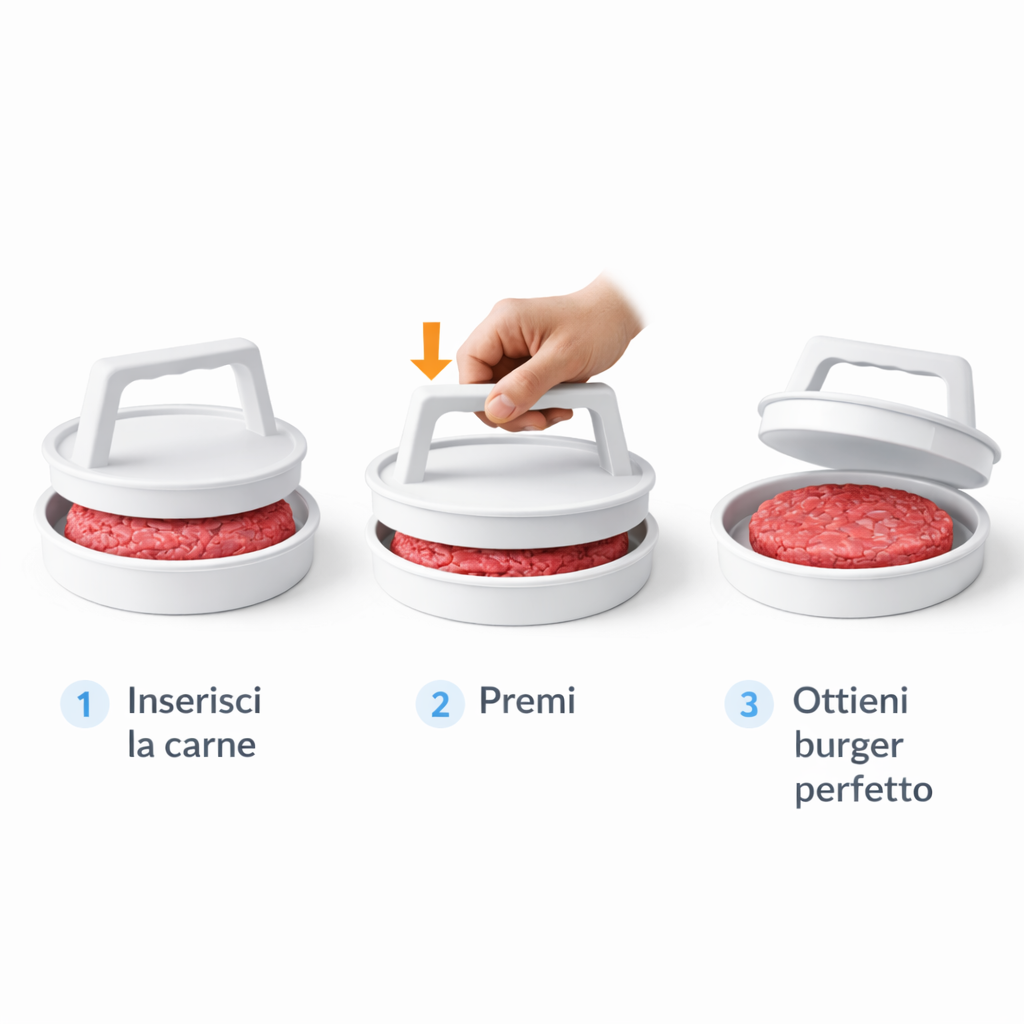 Stampo Manuale per Hamburger in Plastica Antiaderente