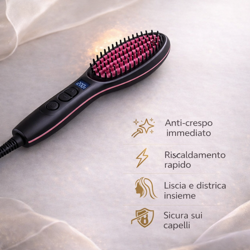 Spazzola Elettrica Lisciante per Capelli con Setole in Ceramica