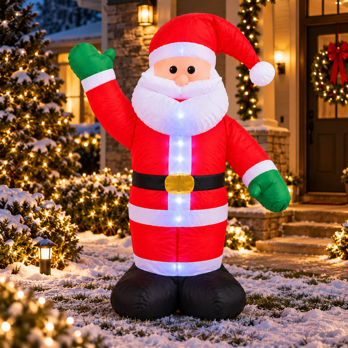 Babbo Natale Gonfiabile 120 cm con Luci LED – Decorazione Natalizia per Casa e Giardino