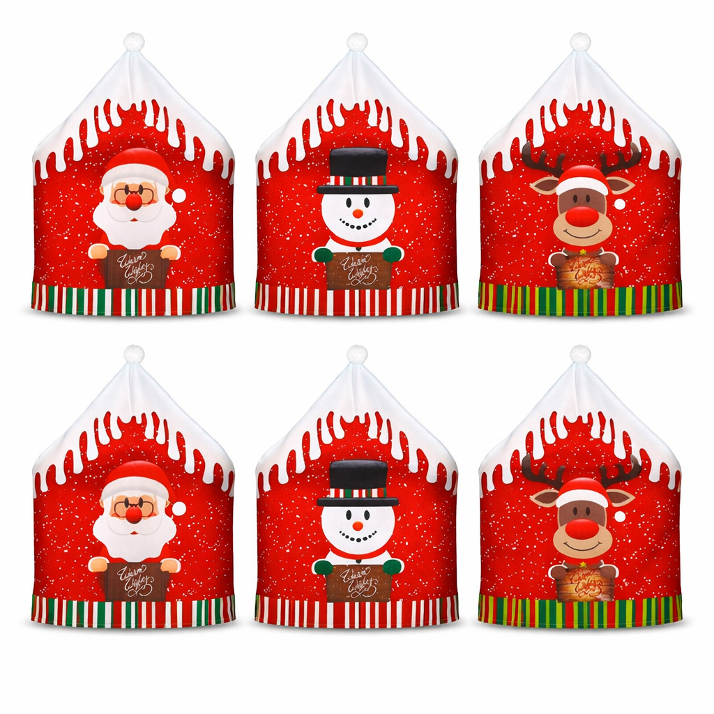 Set di 6 Copri Sedia Fantasia Natale