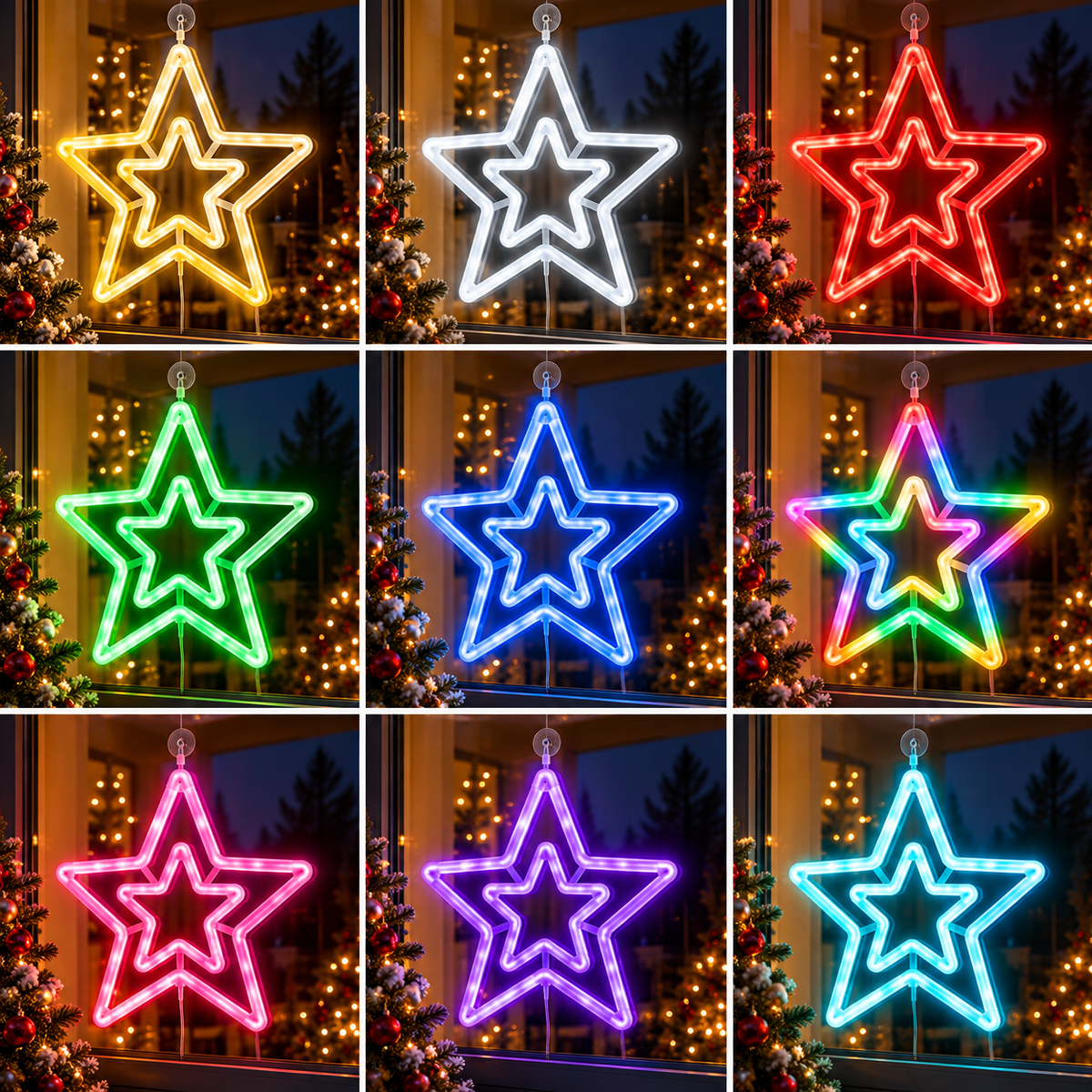 Stella di Natale Luminosa LED 58x58 cm Multicolore con Telecomando USB