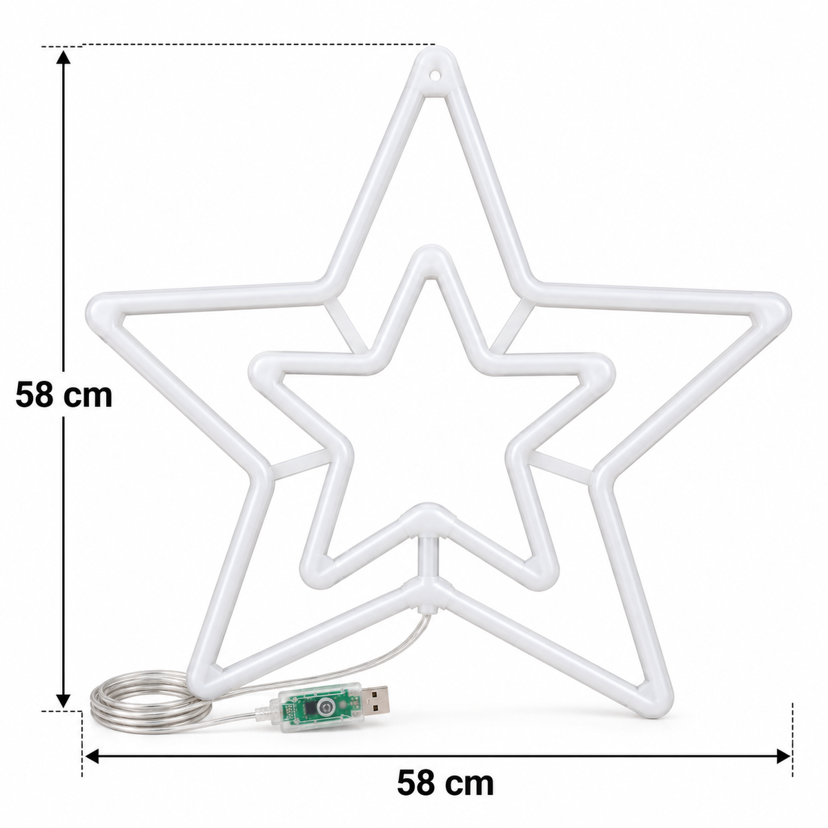 Stella di Natale Luminosa LED 58x58 cm Multicolore con Telecomando USB
