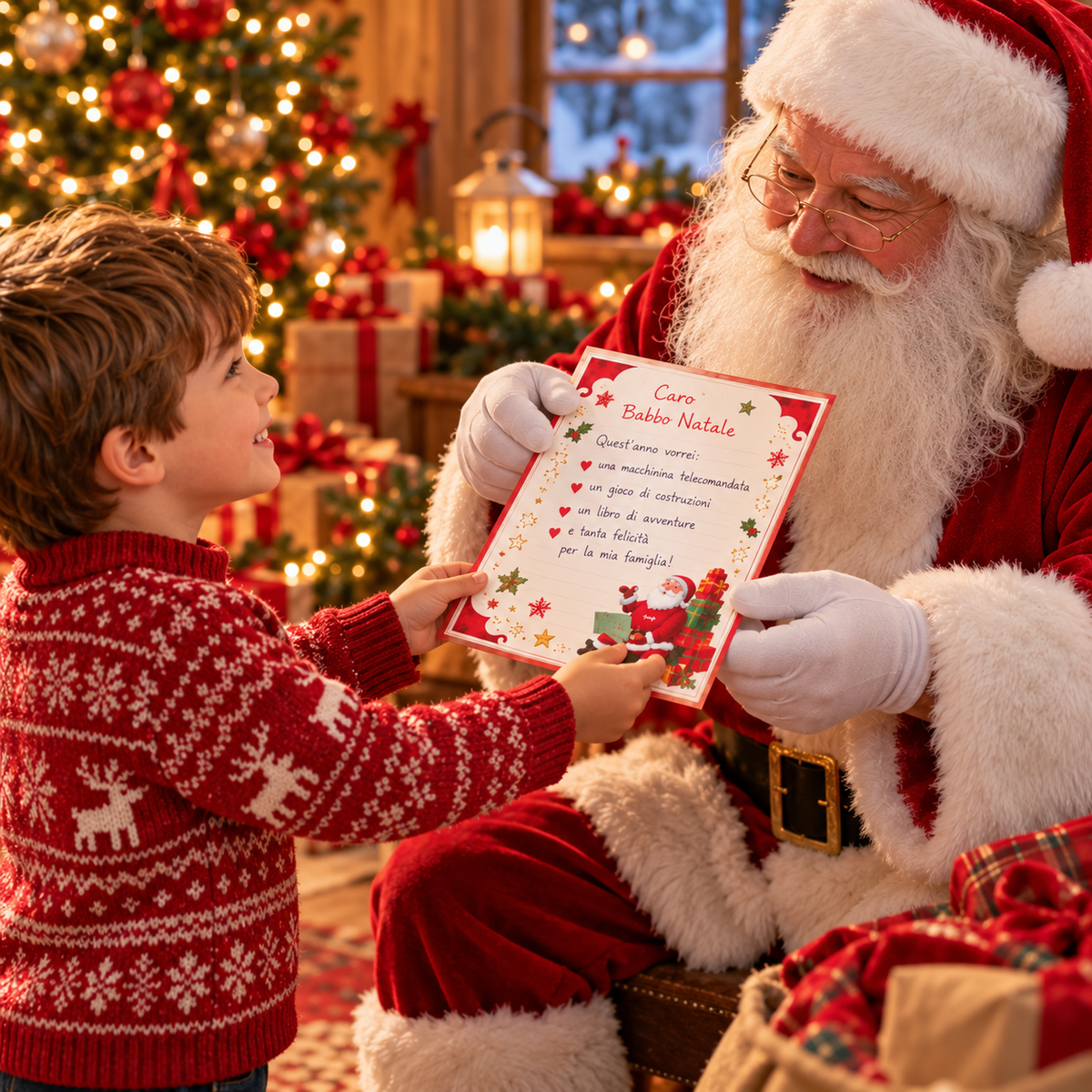 Kit Letterina a Babbo Natale con Busta, Adesivi e Matita Natalizia