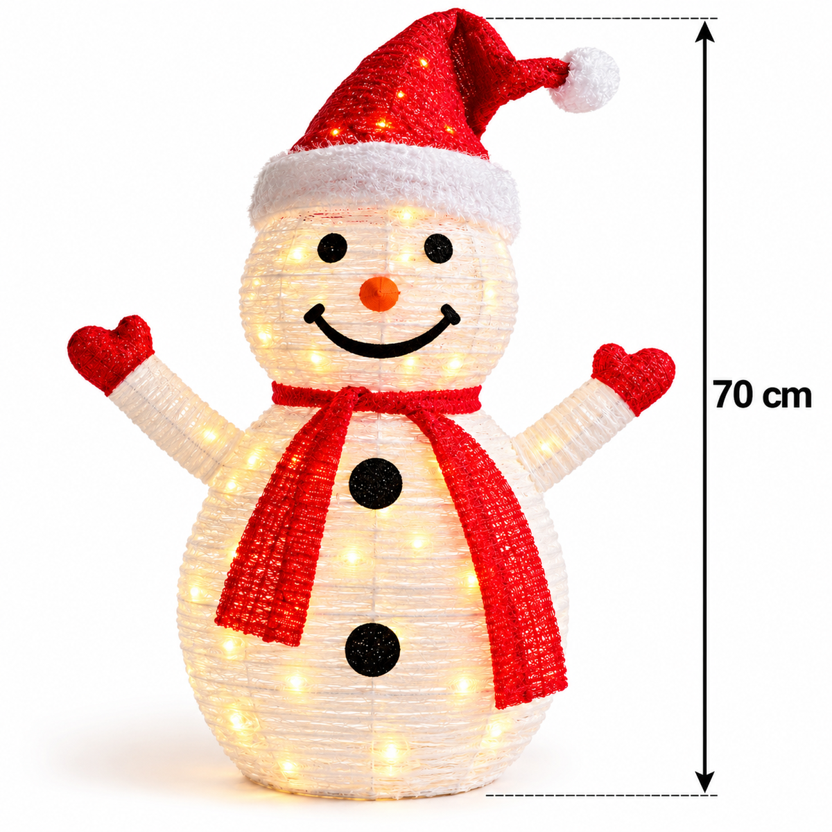 Pupazzo di Neve Luminoso LED 70 cm Pieghevole – Decorazione Natalizia per Casa e Giardino