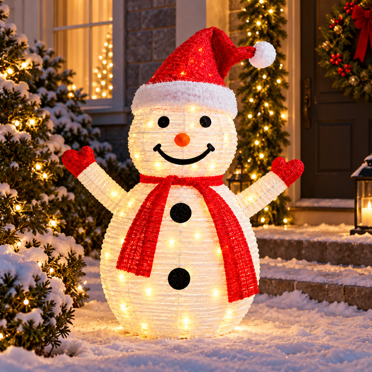 Pupazzo di Neve Luminoso LED 70 cm Pieghevole – Decorazione Natalizia per Casa e Giardino