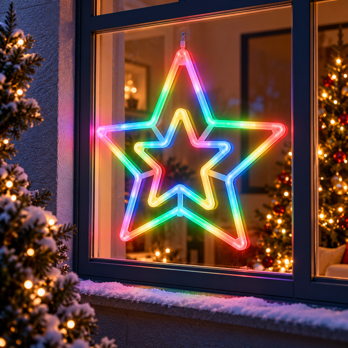 Stella di Natale Luminosa LED 58x58 cm Multicolore con Telecomando USB