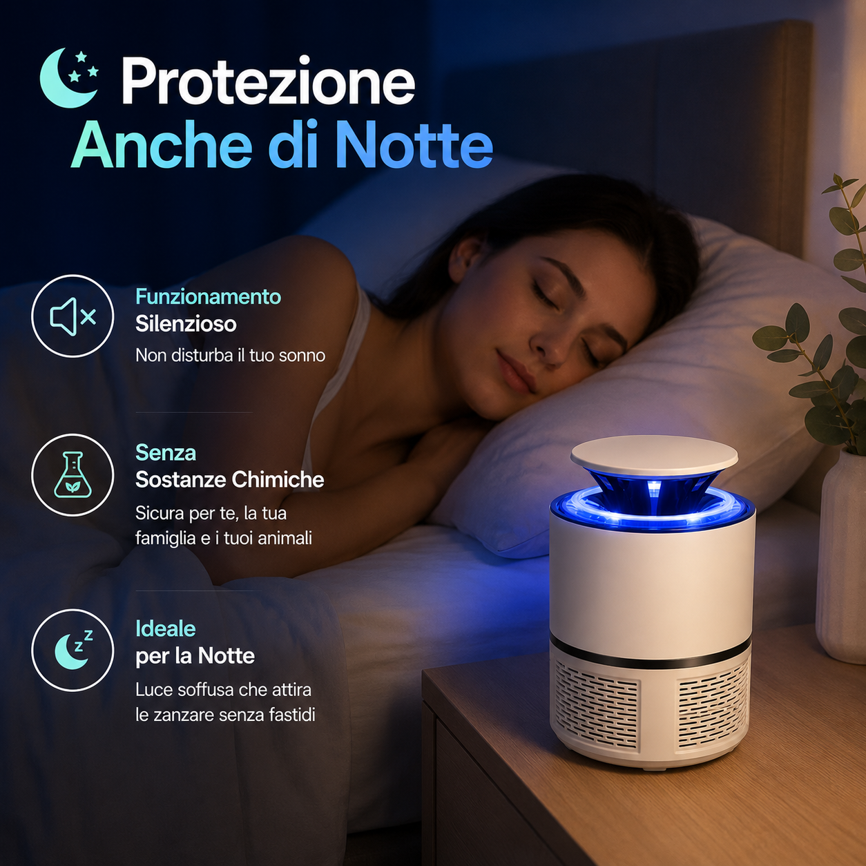 Lampada Antizanzare con Luce UV e Cavo USB