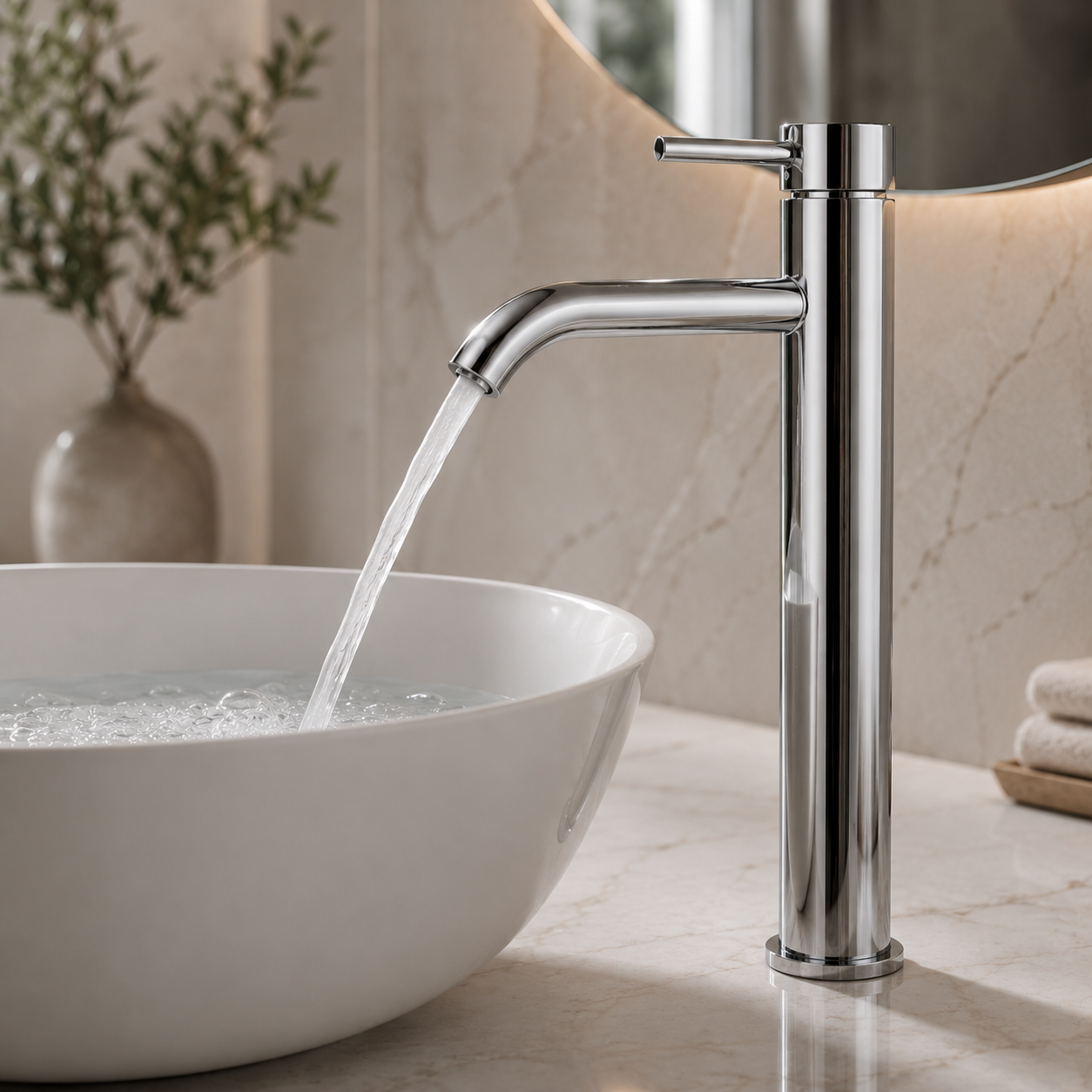 Rubinetto Lavabo Alto Cromato – Miscelatore Monocomando Design Moderno