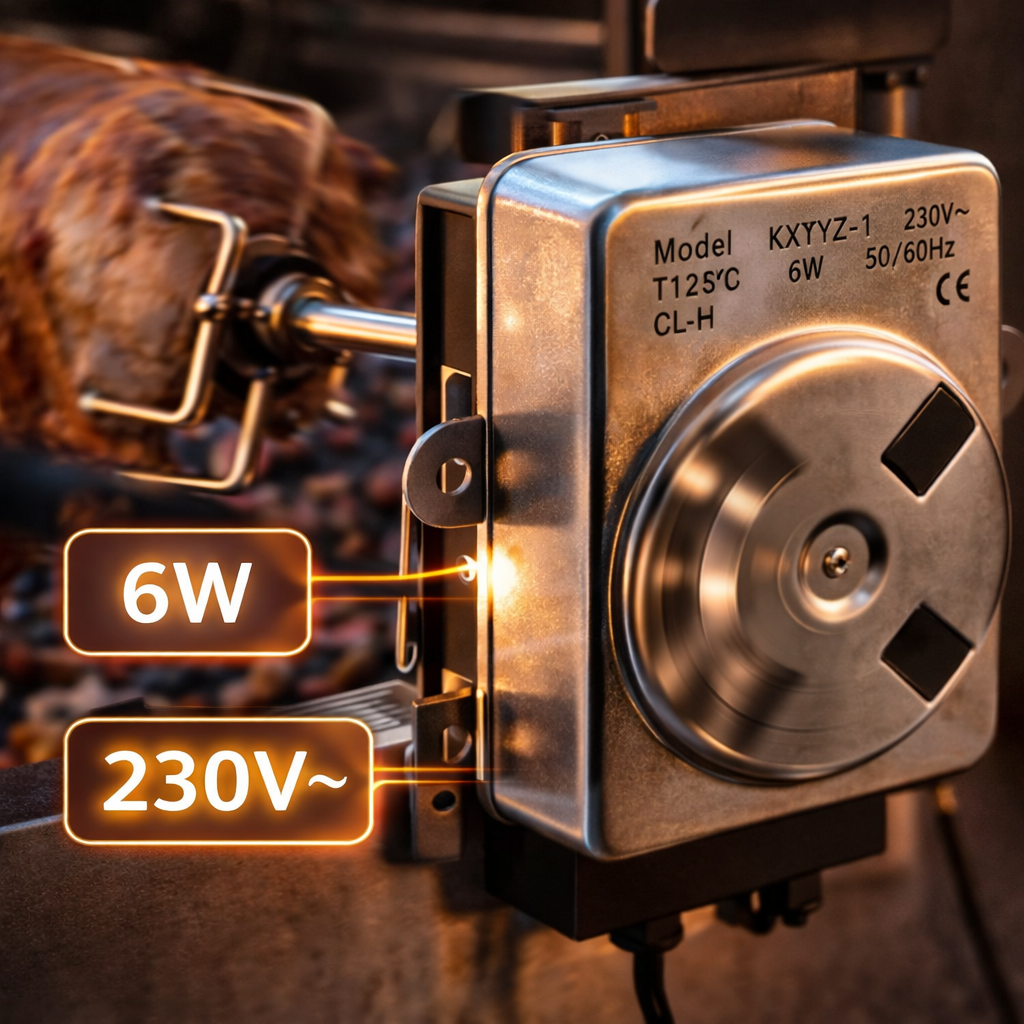 Ricambio Motorino Elettrico per Spiedo, Girarrosto e Barbecue da 6 Watt