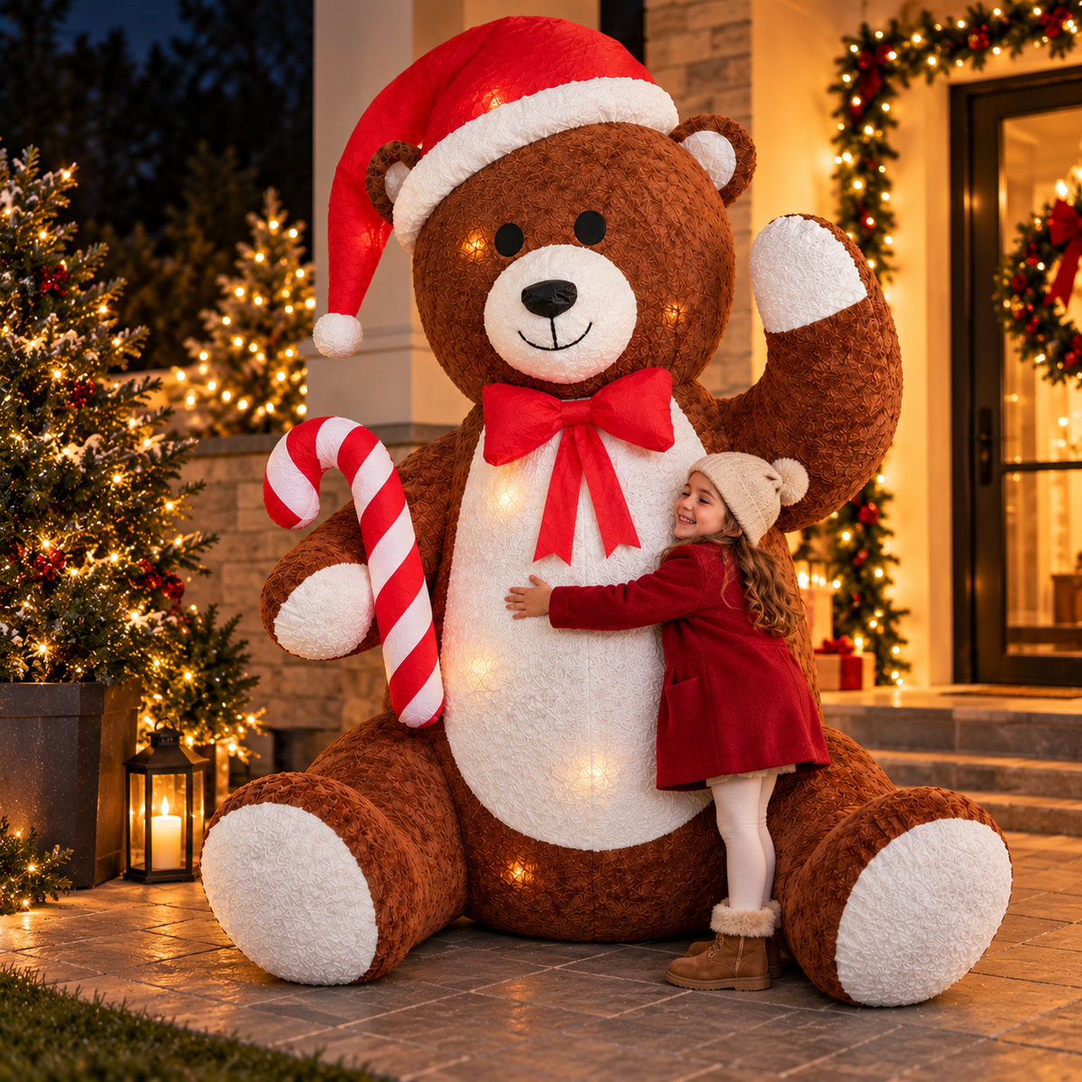 Orso Gonfiabile Natalizio Gigante 200 cm con Luci LED
