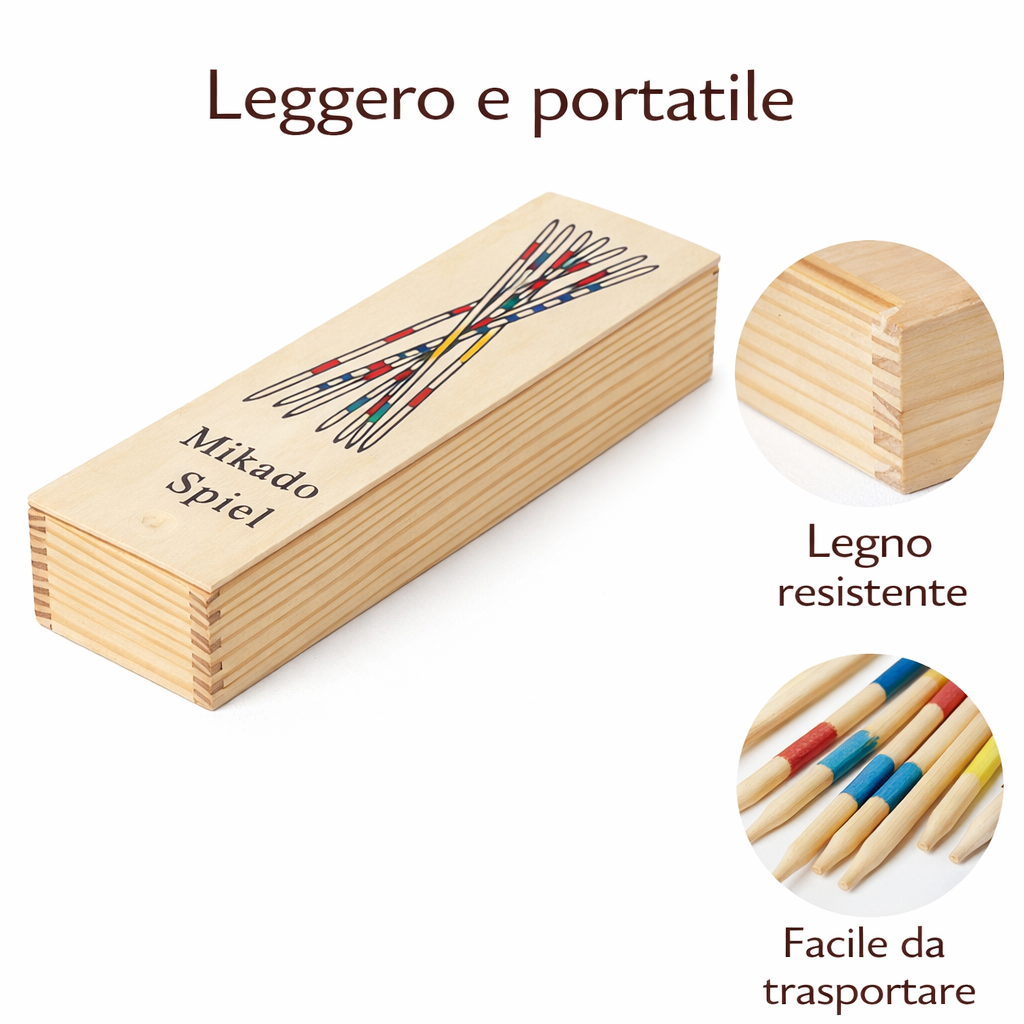 Gioco Shanghai in Legno con 31 Bastoncini Colorati