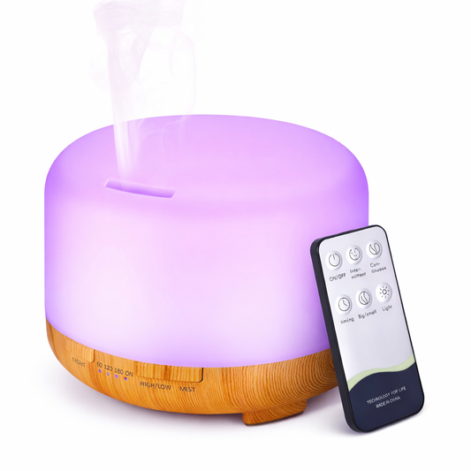 Diffusore Oli Essenziali 300ml Effetto Legno con LED e Telecomando