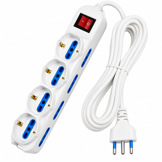 Multipresa 4 Schuko + 8 Bipasso 10/16A Spina 16A con Cavo 3 Metri