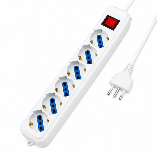Multipresa 6 Uscite Schuko 10/16A - Spina 10A con Cavo 1,5 m