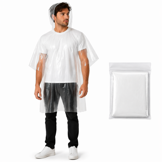 Poncho Impermeabile Usa e Getta Universale con Cappuccio per Uomo e Donna