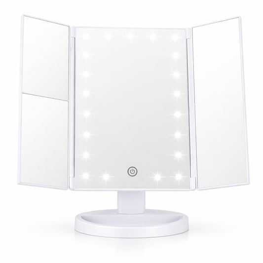 Specchio Trucco Triplo con Luci LED e Zoom Girevole 180°