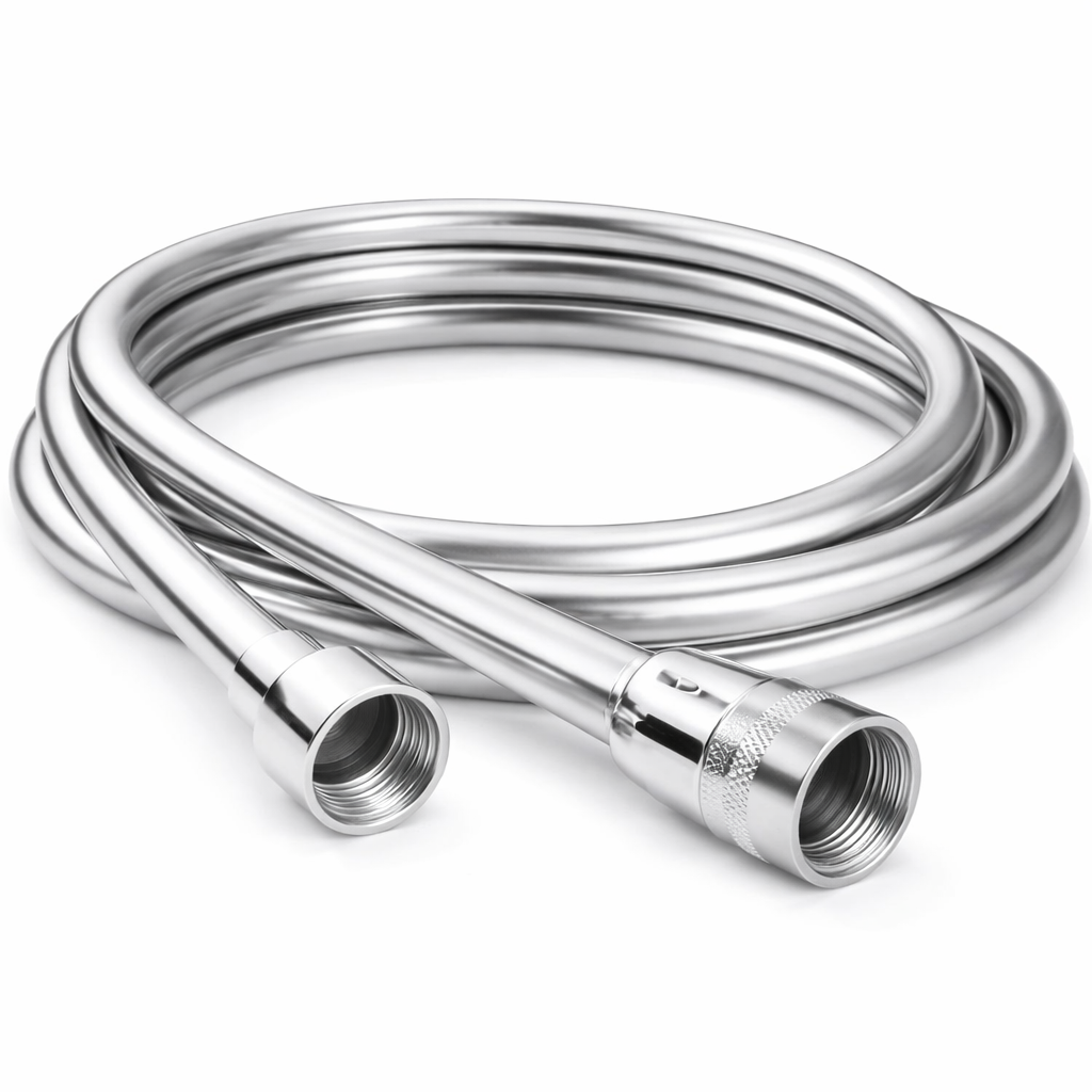 Tubo Flessibile Doccia 150 cm in PVC Argento Antitorsione 1/2” Universale, Resistente e Anti-Piegatura