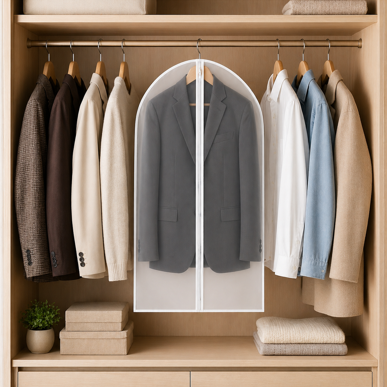 Copriabiti 60×100 cm Trasparente Antipolvere Riutilizzabile per Vestiti, Giacche e Cappotti