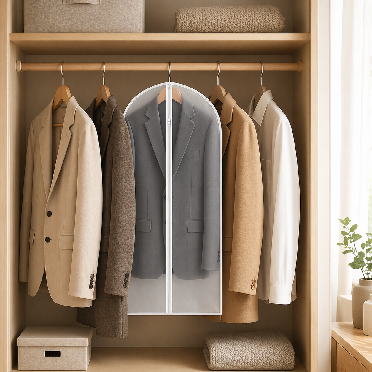 Copriabiti 60×120 cm in PVC Trasparente Antipolvere Resistente per Giacche, Cappotti e Completi