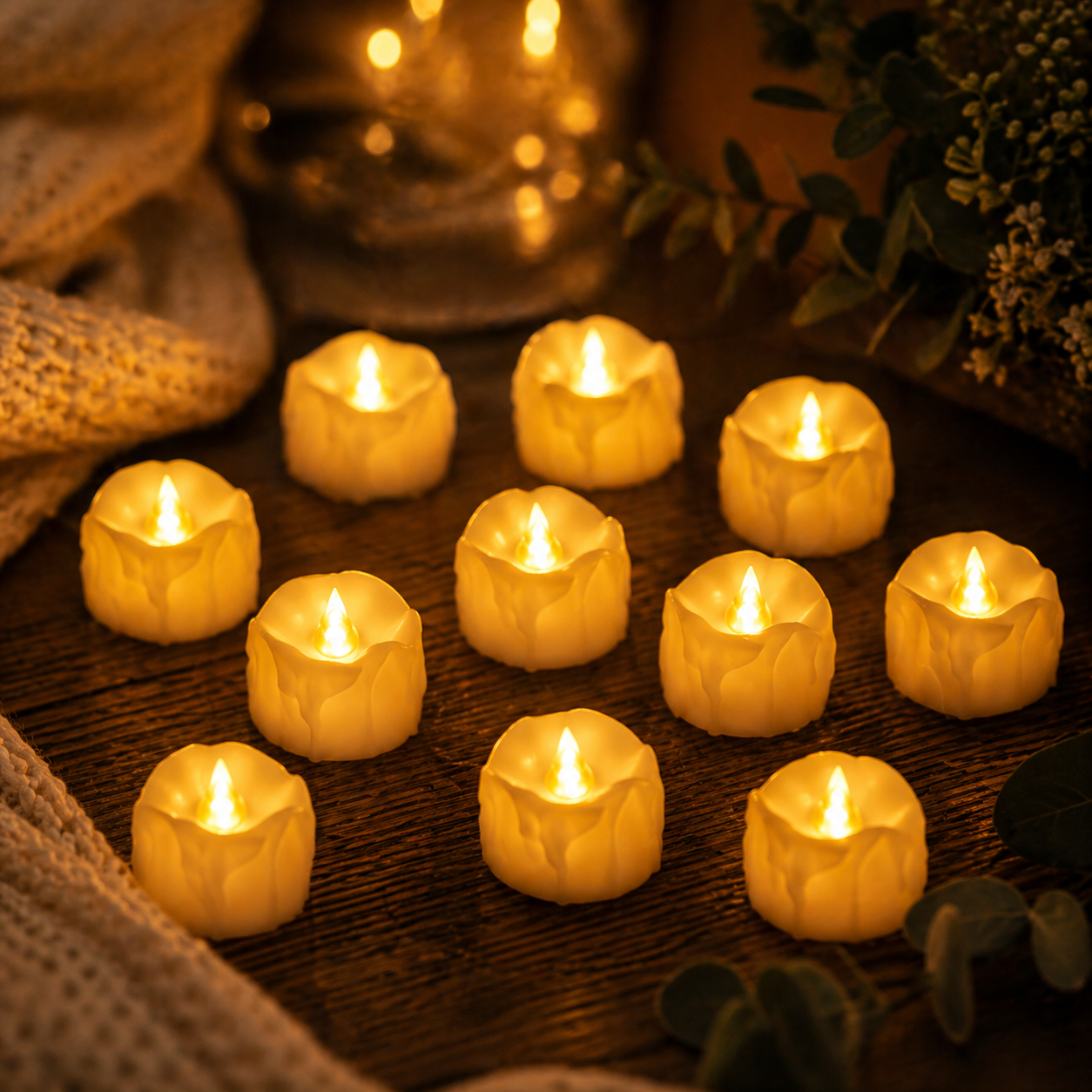 Set 12 Candele LED con Effetto Cera