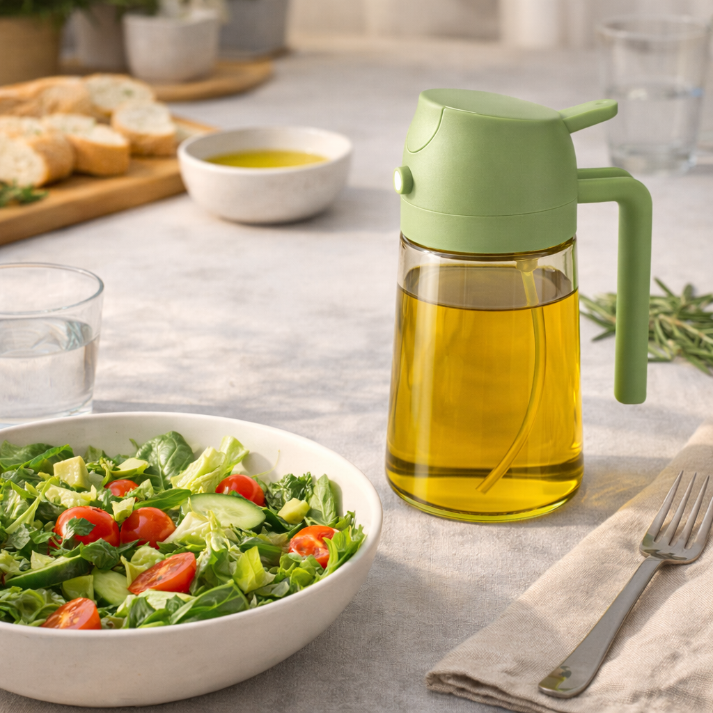 Spruzzino Olio 470ml 2 in 1 Nebulizzatore e Dosatore Antigoccia