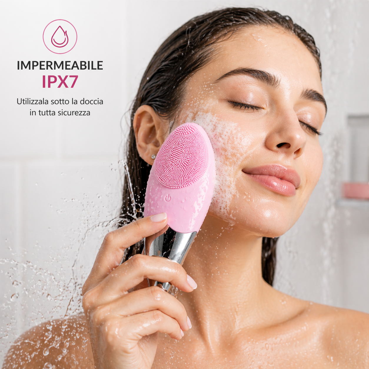 Spazzola Viso Elettrica in Silicone Vibrante Massaggiante, Impermeabile e Ricaricabile