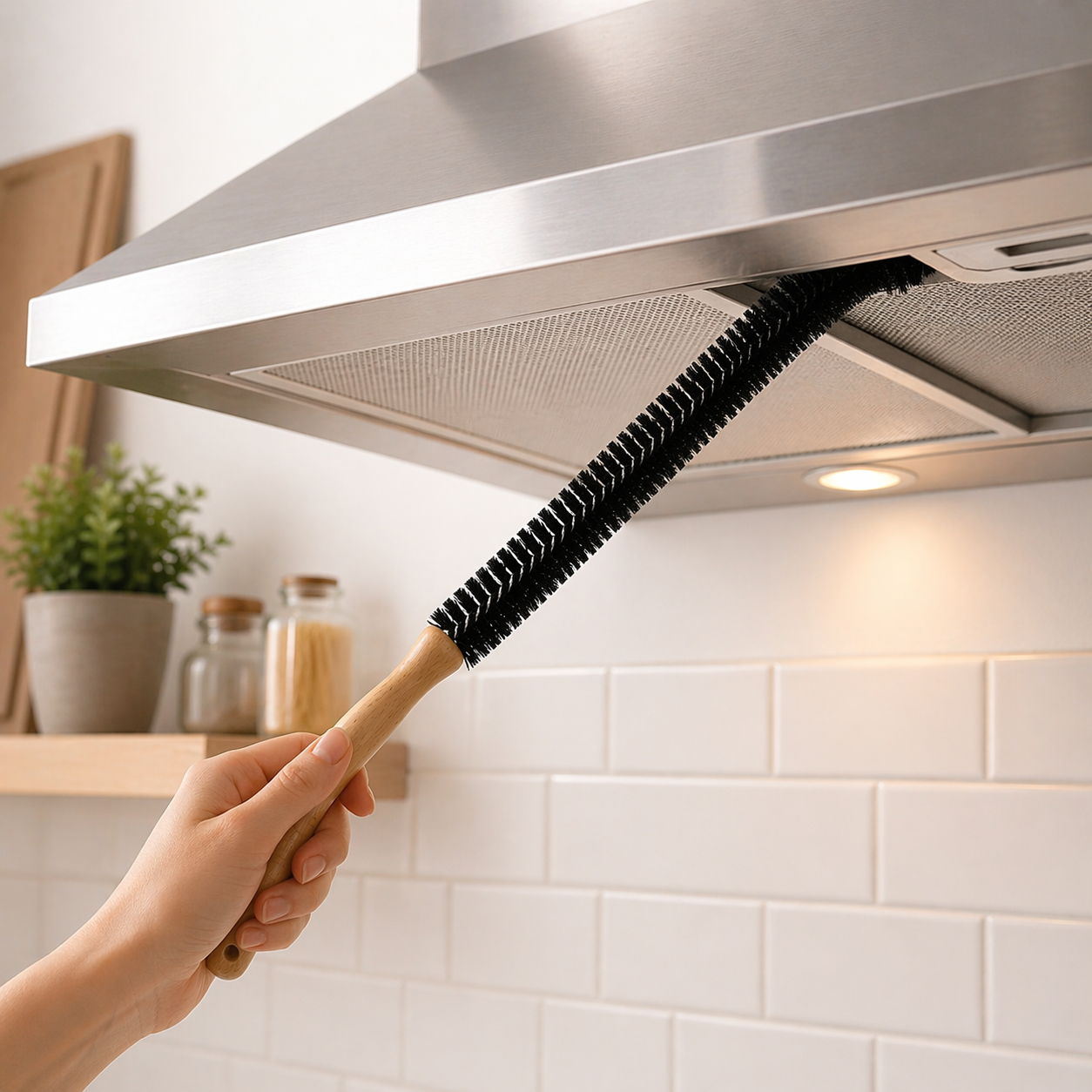 Spazzola Flessibile per Radiatori e Cucina Setole Sottili Anti-Polvere con Manico in Legno