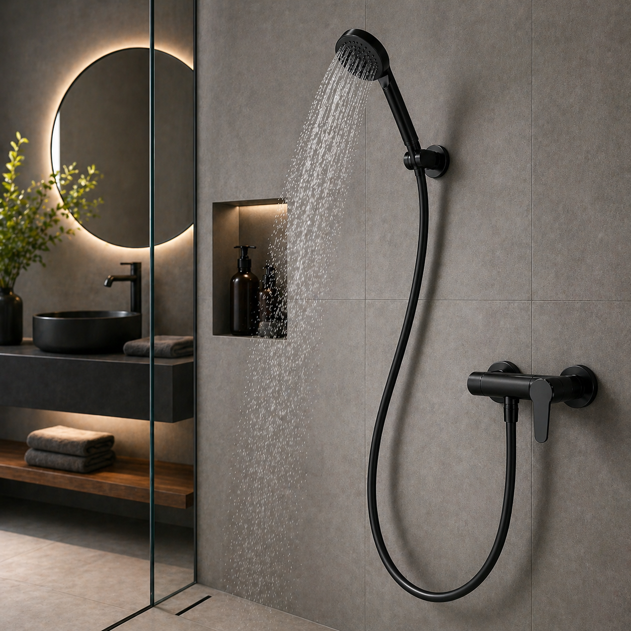 Tubo Doccia 150 cm Flessibile Antitorsione e Anti-Piegatura Nero Universale G1/2”