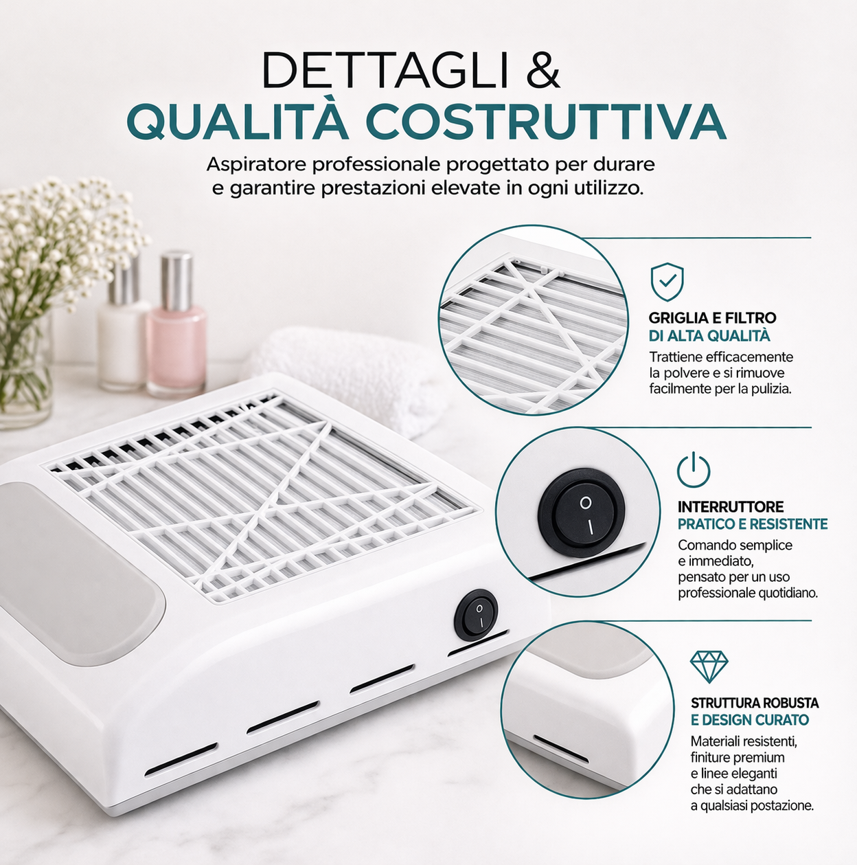 Aspiratore Professionale per Unghie 80W