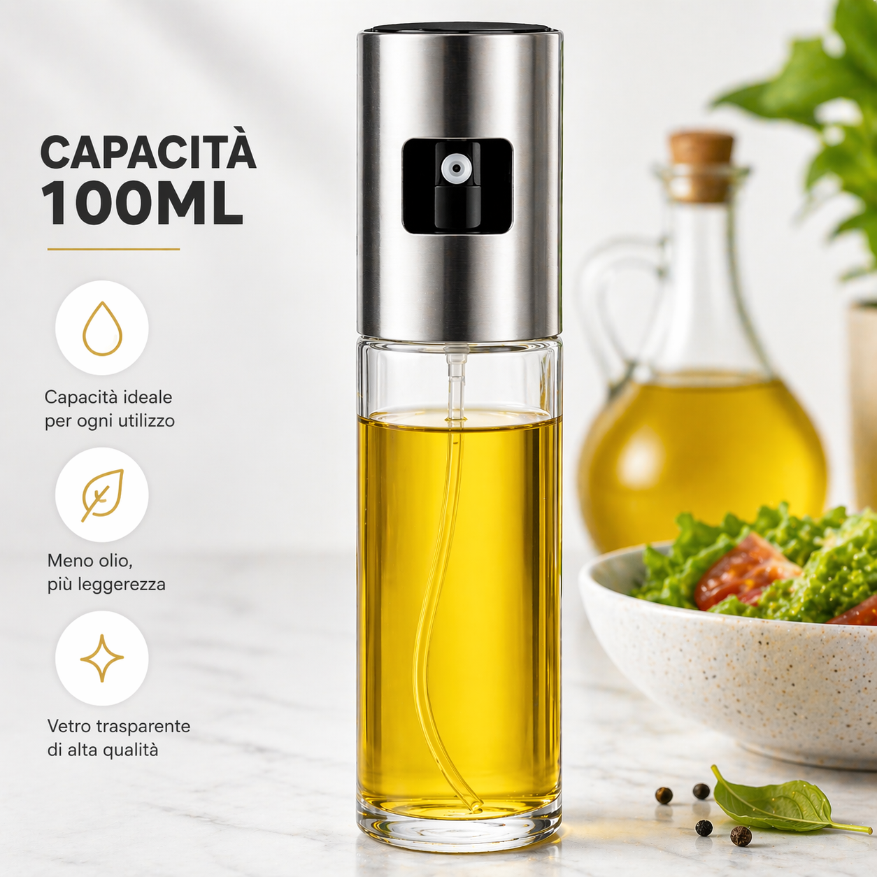 Spruzzino Olio 100ml per Friggitrice ad Aria per Condimenti Precisi