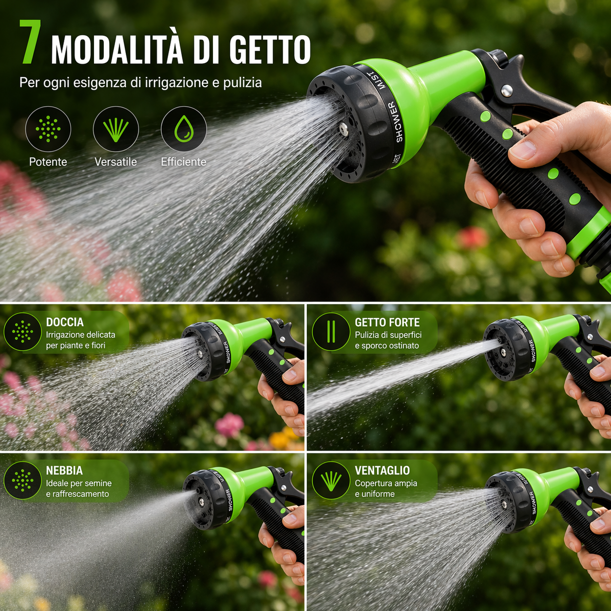 Set di 4 Soffioni per Tubi da Giardino
