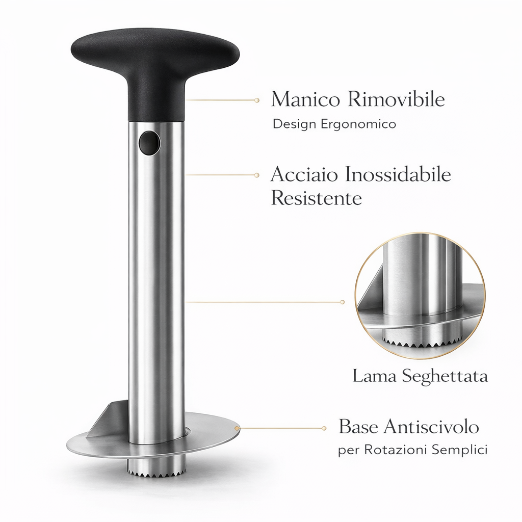 Taglia Ananas in Acciaio Inox con Manico Rimovibile