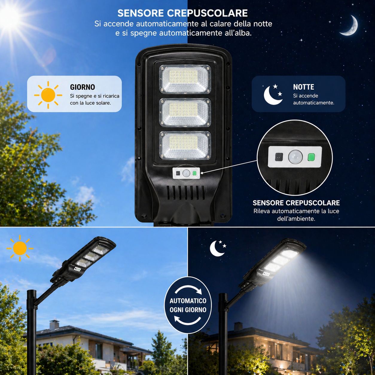 Lampione Solare LED 90W