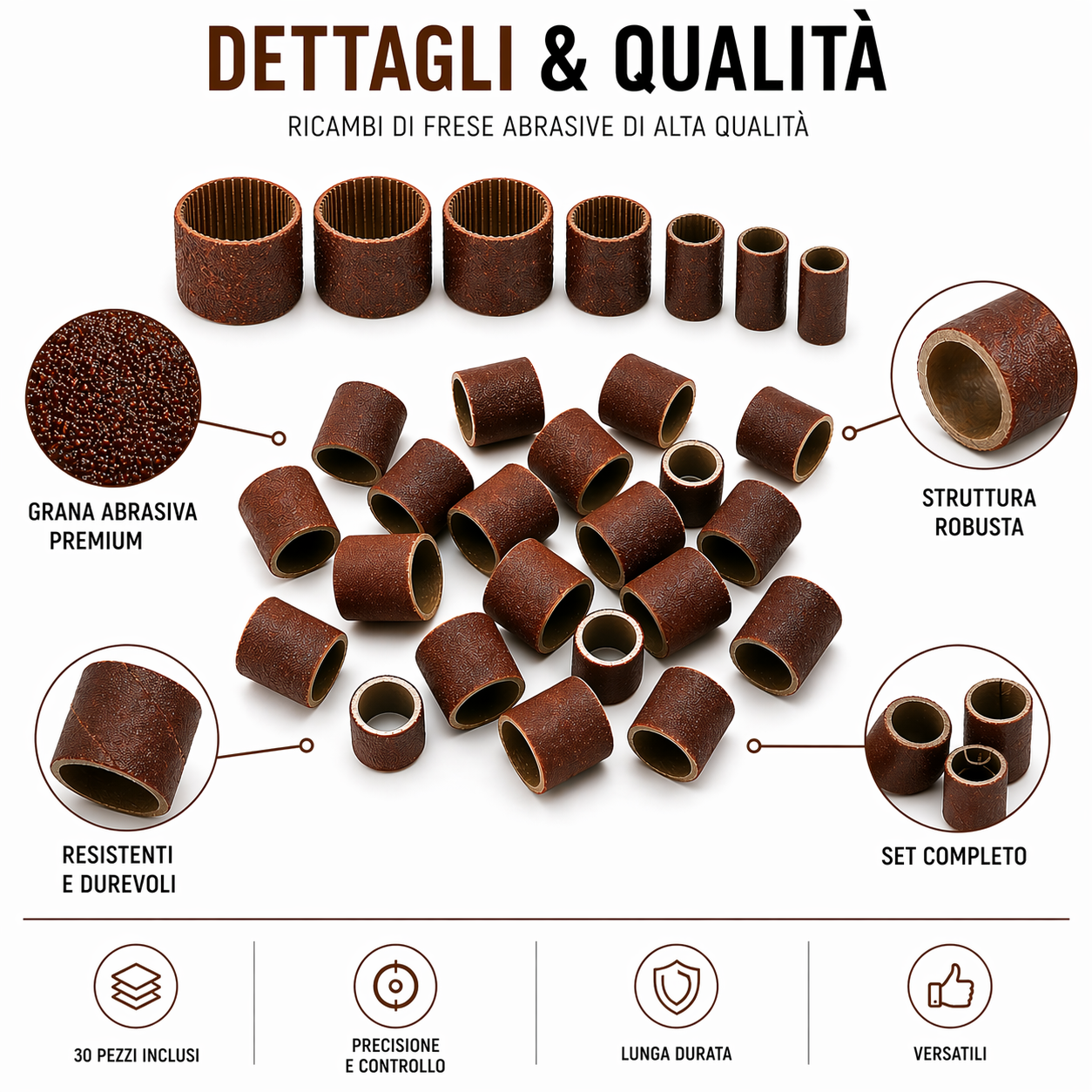 Set di 30 Frese Abrasive e Carta Vetrata
