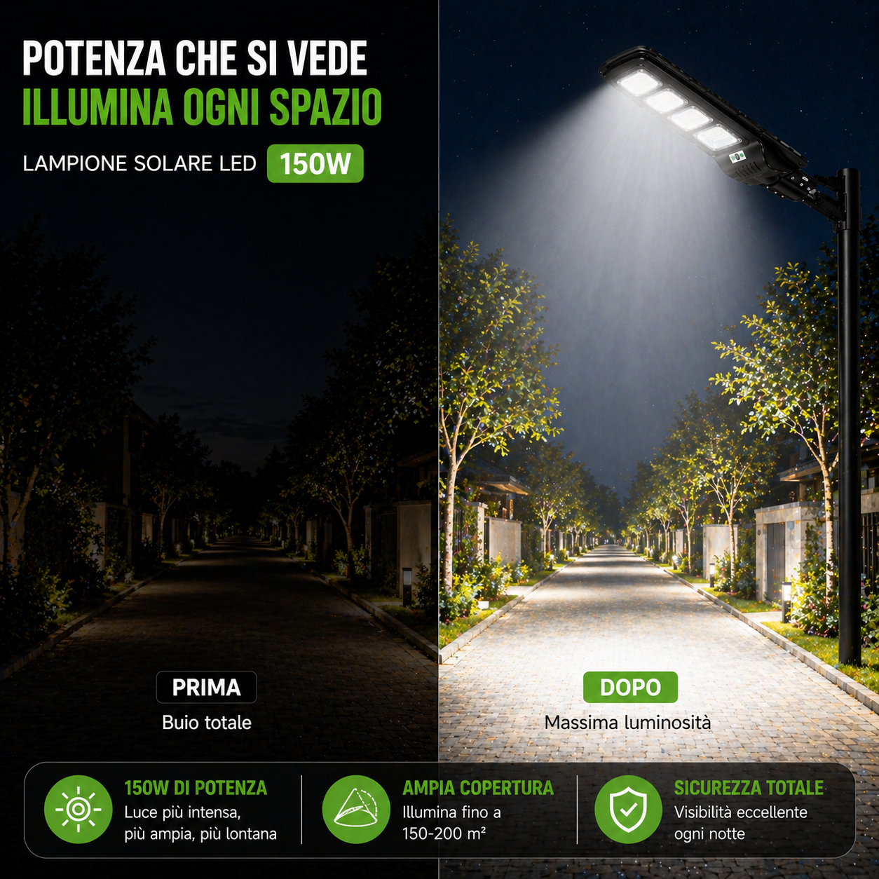 Lampione Solare LED 150W