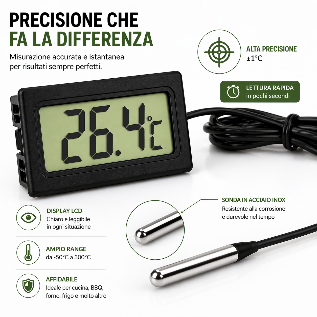 Termometro Interno/Esterno con Sonda