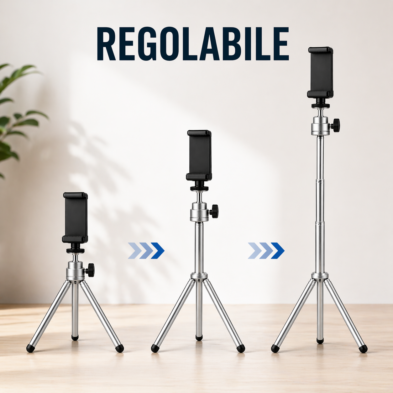 Treppiede a Tre Sezioni con Supporto Smartphone