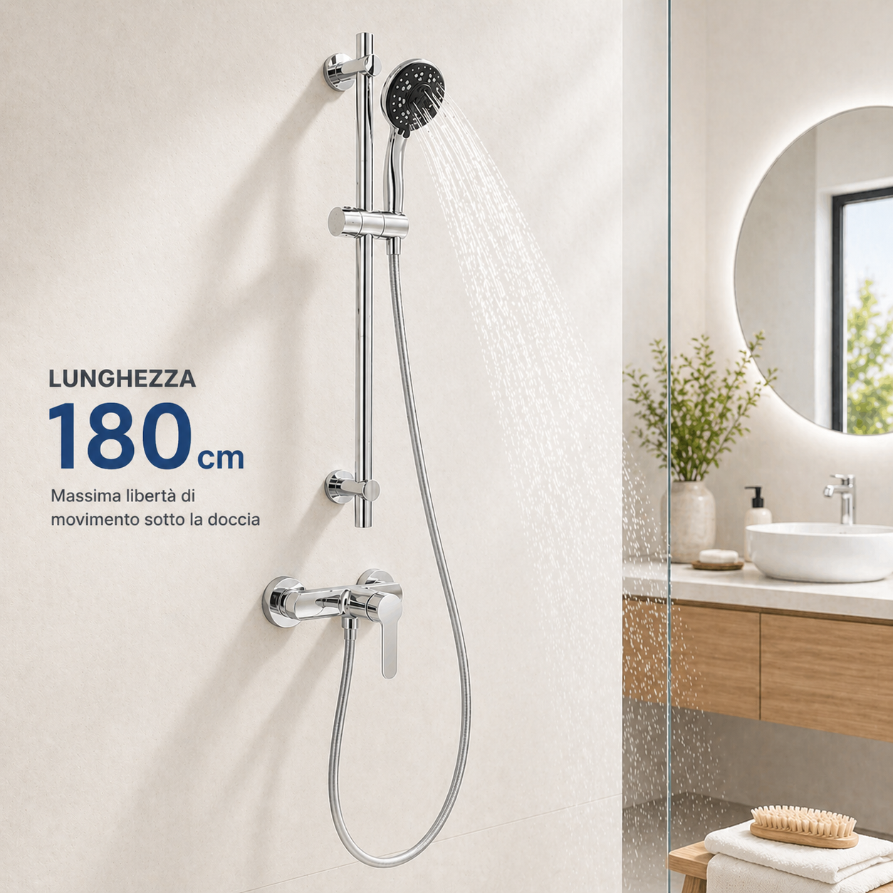 Tubo Doccia Argento 180 cm