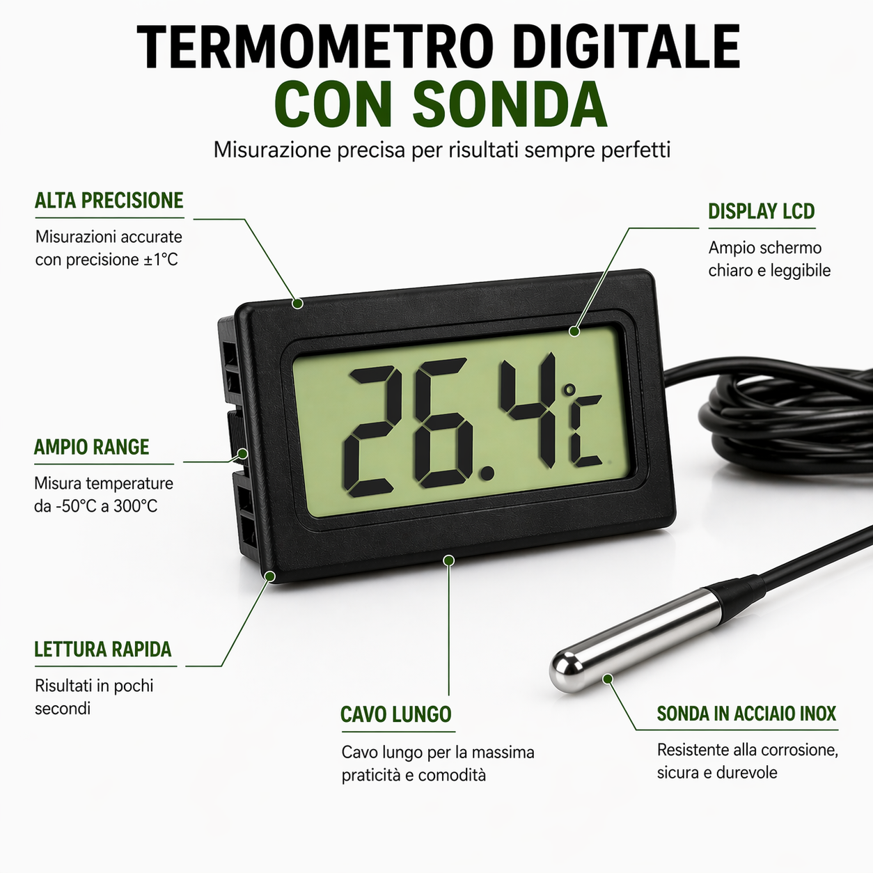 Termometro Interno/Esterno con Sonda