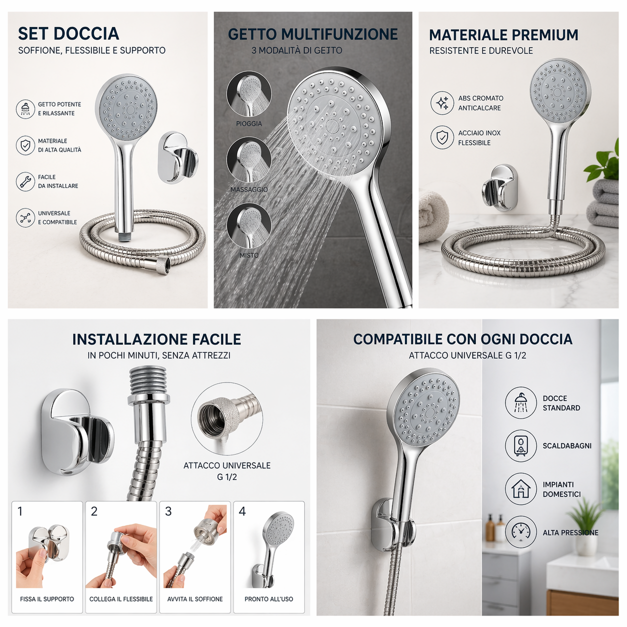 Set Soffione Doccia Completo
